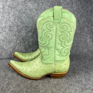 Botas y Botines Armenta Green Full Quill Ostrich Vaquero Boots 8 Cowboy Cowgirl